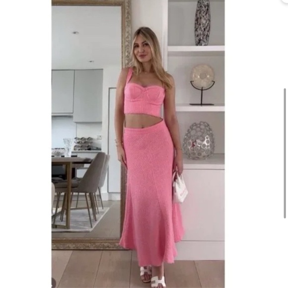 🌸 ZARA PINK TWEED HIGH WAIST ASYMMETRICAL MAXI SKIRT! - Picture 8 of 16